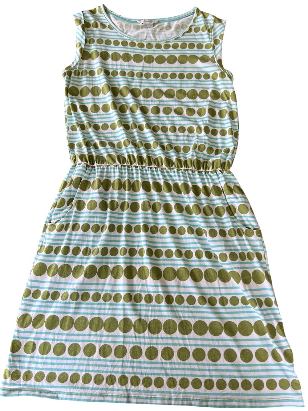 Boden Blackberry Day Dress Striped Polka Dot Shift Pockets Green Blue 10R - Picture 15 of 15